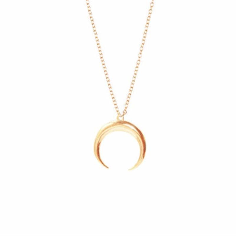 Curved Crescent Moon necklace - Pendant Necklaces