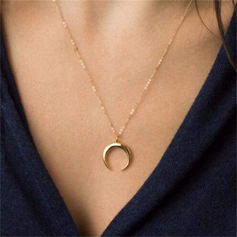 Curved Crescent Moon necklace - Pendant Necklaces