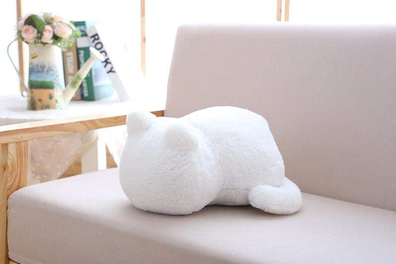 Cute cat fluffy pillow - White - Cushion