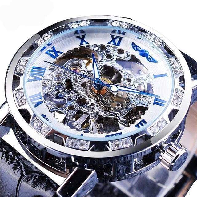 Diamond Mechanical Wrist Watch - Blue - Mechanical Watches