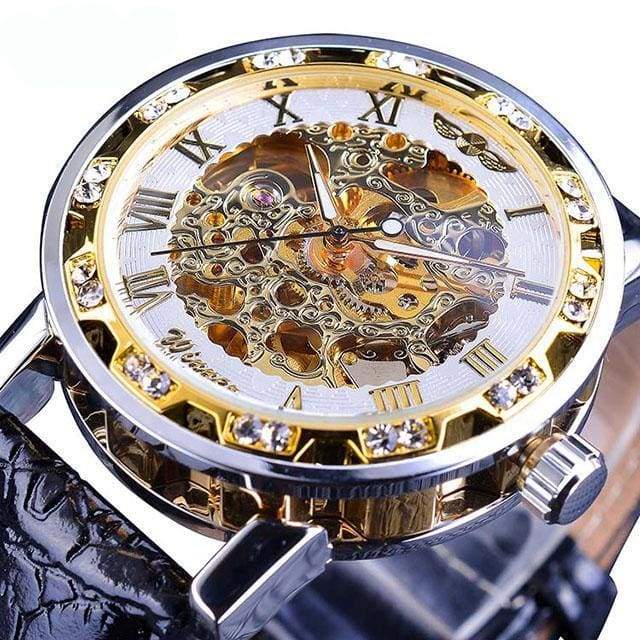 Diamond Mechanical Wrist Watch - White - Mechanical Watches