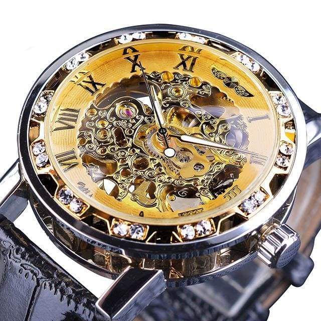 Diamond Mechanical Wrist Watch - Yellow - Mechanical Watches