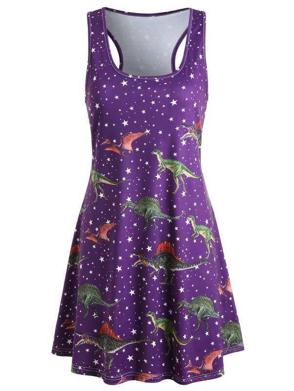 Dinosaur Swing Tank Dress - Purple / S - Home