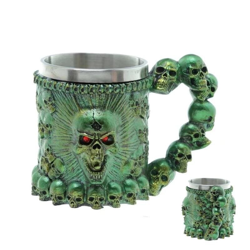 Retro Dragon Mug Skull - Green Monster - Mugs