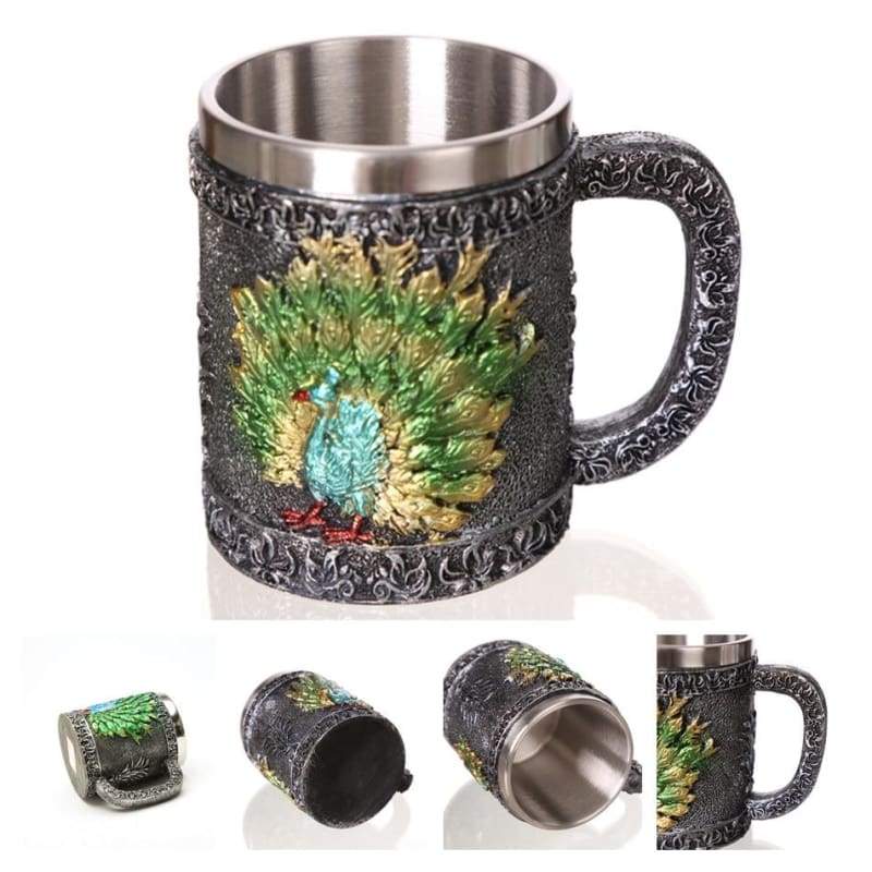 Retro Dragon Mug Skull - Peacock - Mugs