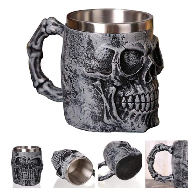 Retro Dragon Mug Skull - Silver Skull King - Mugs