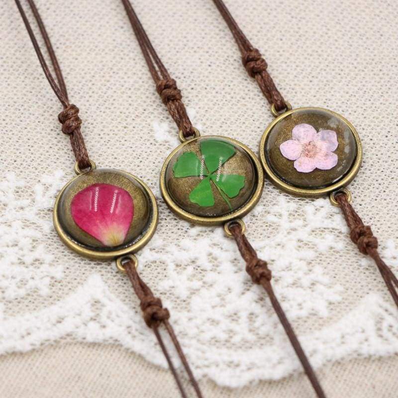 Dried Flowers Woven Bracelet - Charm Bracelets