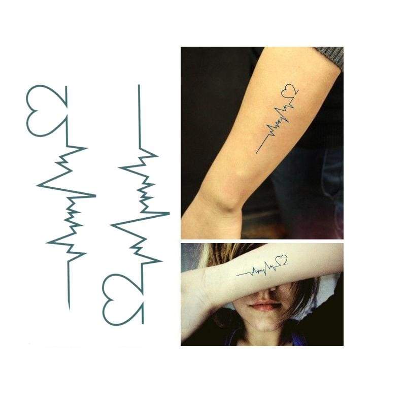 ECG Love Tattoos Just For You - Temporary Tattoos
