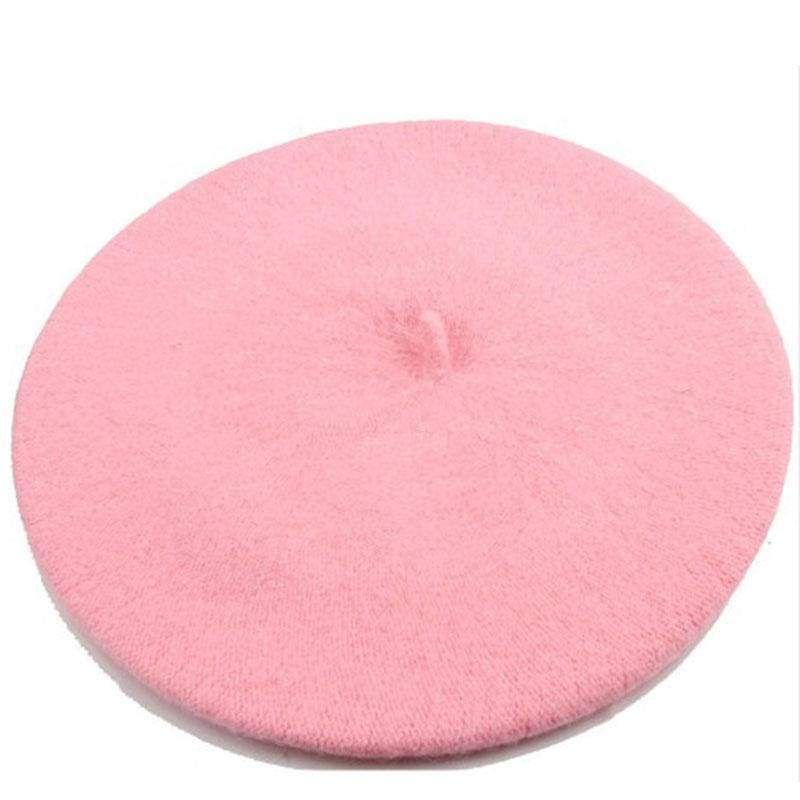 Elegant Beret Winter Bonnet Hats - Pink - Berets