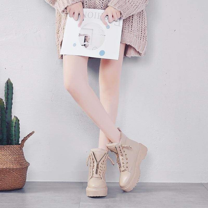 Fashionable Leather Boots - Ankle Boots