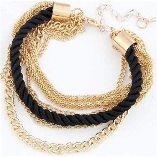 Fashionable Rope Chain Decoration Bracelet - black - Charm Bracelets