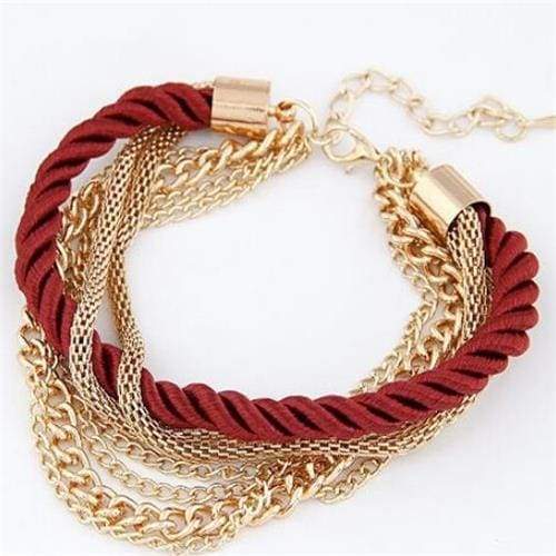 Fashionable Rope Chain Decoration Bracelet - red - Charm Bracelets