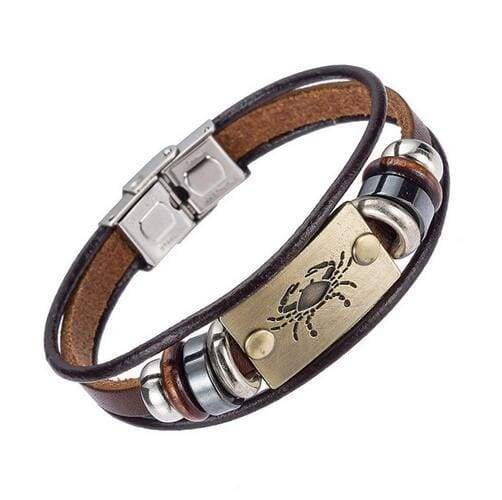 Fashion Zodiac Signs Bracelet Gallstone Leather - Cancer - Charm Bracelets