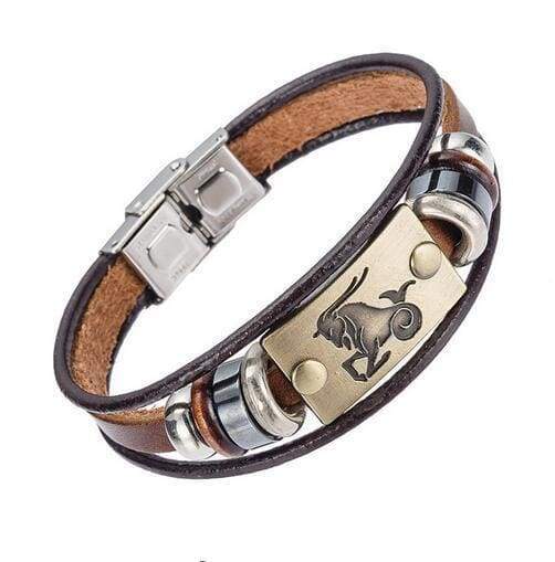 Fashion Zodiac Signs Bracelet Gallstone Leather - Capricorn - Charm Bracelets