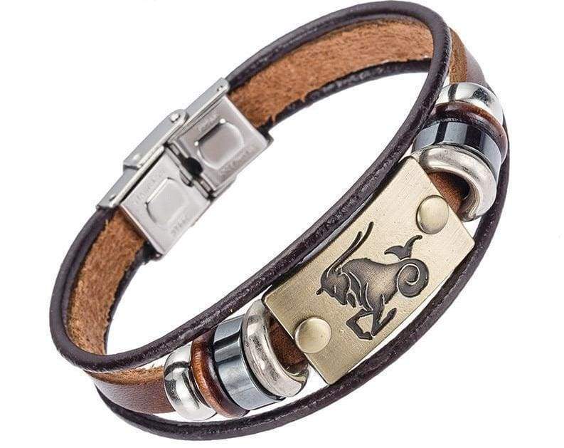 Fashion Zodiac Signs Bracelet Gallstone Leather - Charm Bracelets