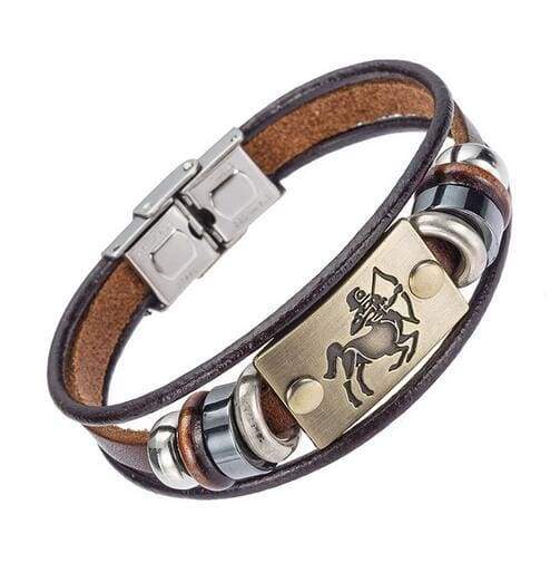 Fashion Zodiac Signs Bracelet Gallstone Leather - Sagittarius - Charm Bracelets