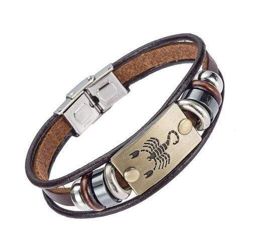 Fashion Zodiac Signs Bracelet Gallstone Leather - Scorpio - Charm Bracelets