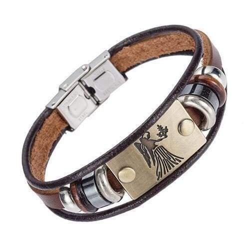 Fashion Zodiac Signs Bracelet Gallstone Leather - Virgo - Charm Bracelets