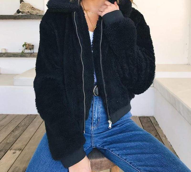 Fleece Fur Coat Just For You - Black / L - Basic Jackets