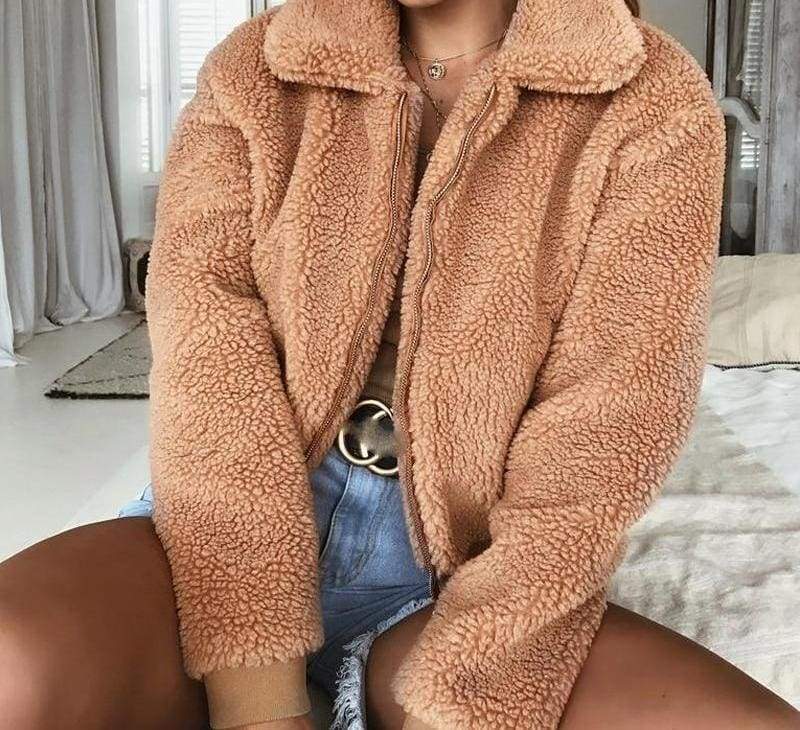 Fleece Fur Coat Just For You - Brown / L - Basic Jackets