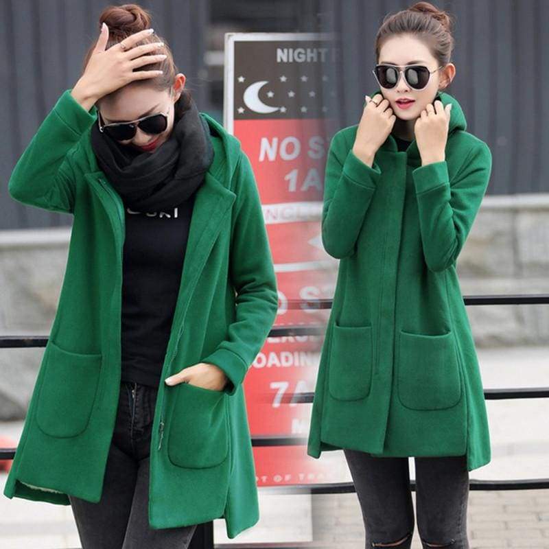 Fleece Jacket Coats Women Just For You - Green / S - Women Coat