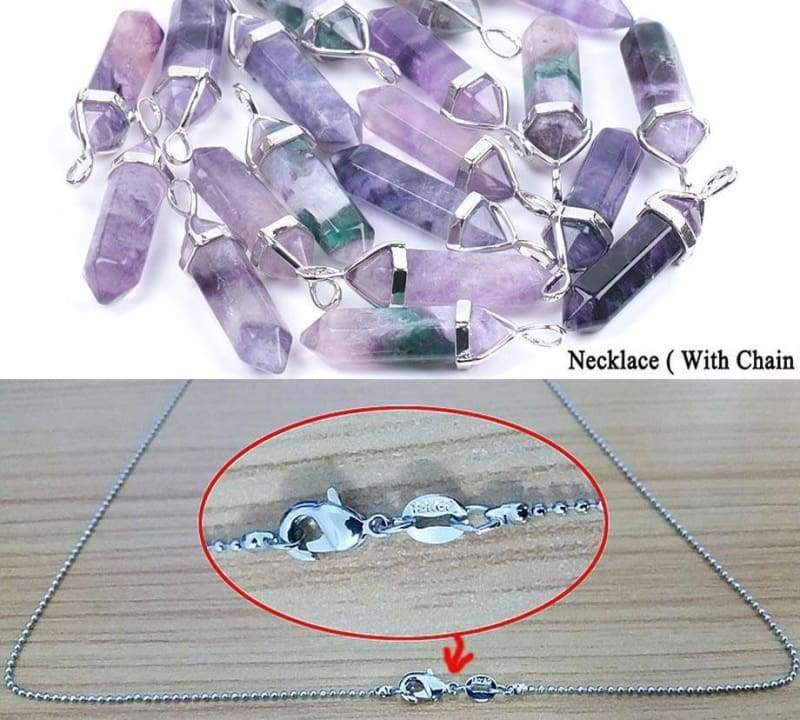 Fluorite Necklace Pendant Natural - Pendants