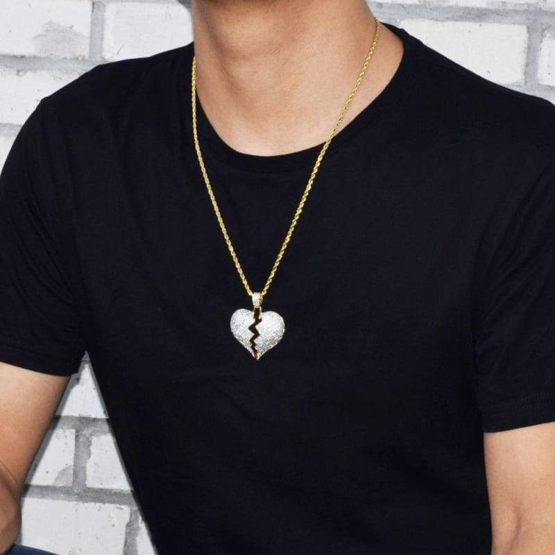 Frozen Heart Iced Out Pendant - Chain Necklaces