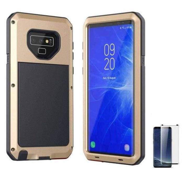 Glass Film+ Full Protective luxury doom armor Case Metal Case Samsung - Gold / for Samsung S8 - Fitted Cases