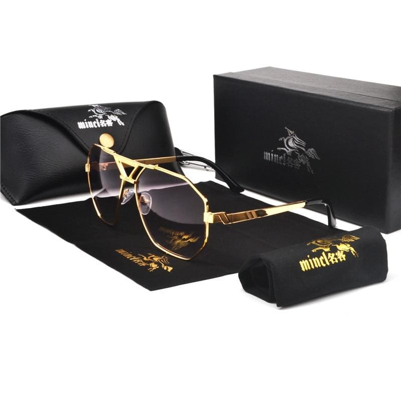 Gold Trim Tinted Sunglasses - Sunglasses