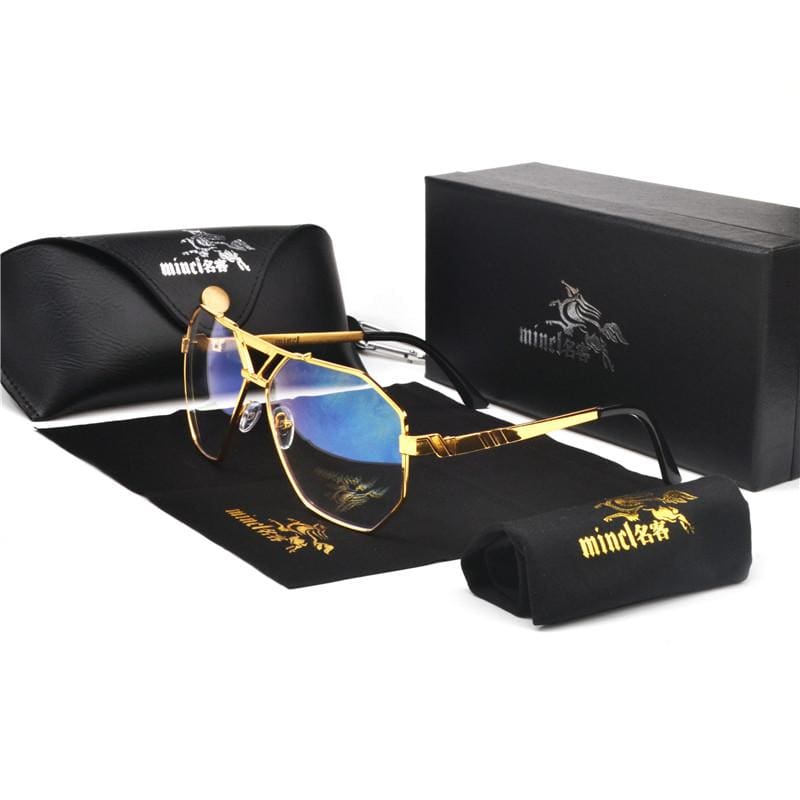 Gold Trim Tinted Sunglasses - Sunglasses