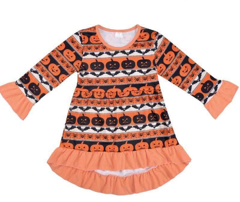 Halloween Pumpkin Pattern Ruffle Dresses - LYQ805-160 / 24M - Dresses
