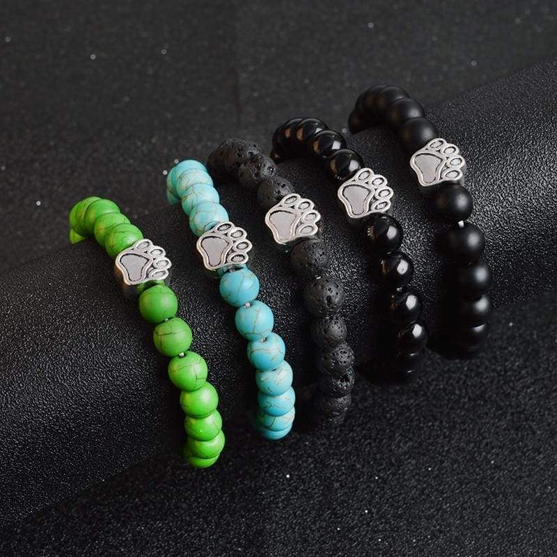 Handmade Paw Heart Natural Stones Chakra Bracelets - Charm Bracelets
