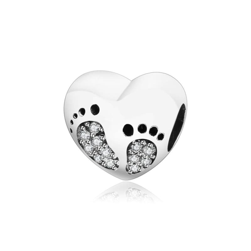 Heart Feather Dangle Charm Fits Original Pandora Charm Bracelet - A4 - Beads