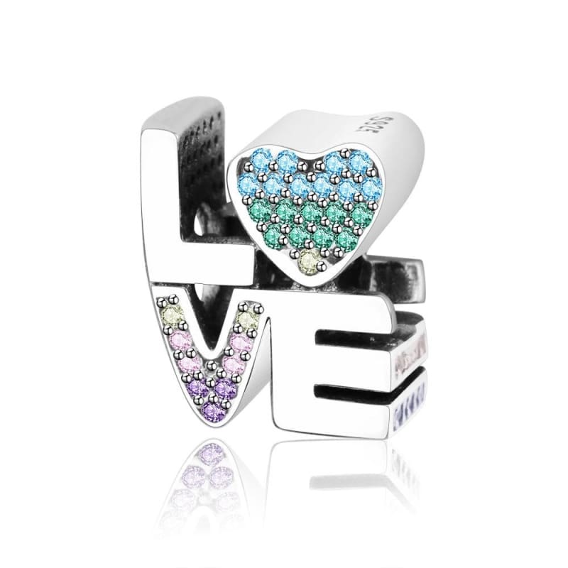 Heart Feather Dangle Charm Fits Original Pandora Charm Bracelet - Beads