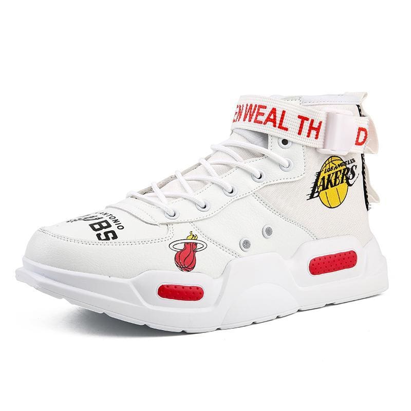 High-Top Sneakers Shoes Graffiti Buckle