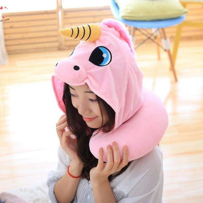 Hooded Unicorn Pillow for Travel - Decorative Pillows