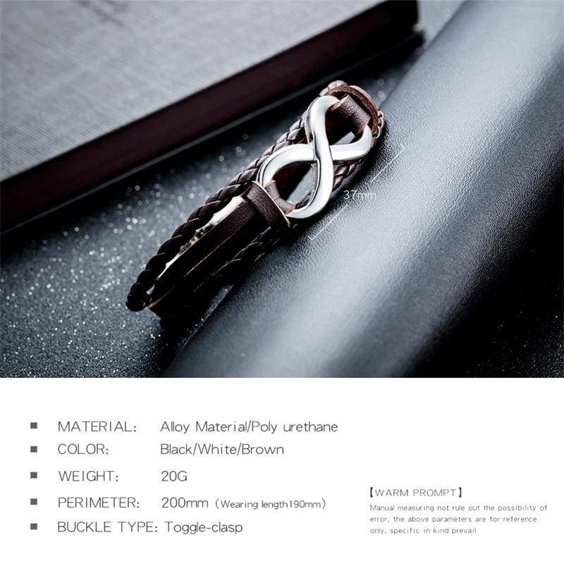 Infinity Leather Bracelet - ID Bracelets