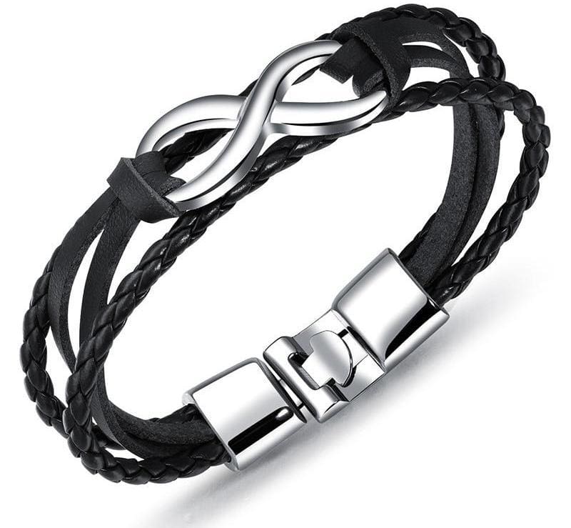 Infinity Leather Bracelet - ID Bracelets