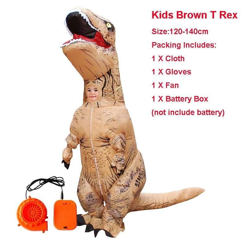 Inflatable Costume Dinosaur - brown Kids - Fancy Dress Costume