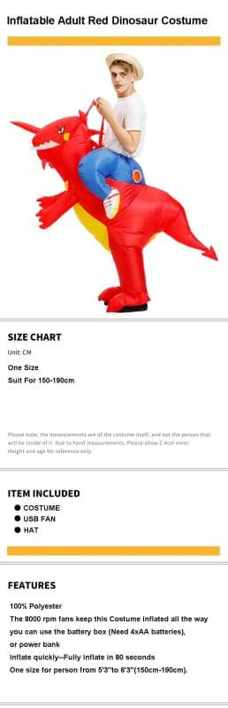 Inflatable Costume Dinosaur - Fancy Dress Costume