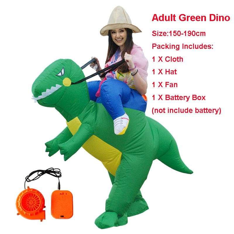 Inflatable Costume Dinosaur - green adult - Fancy Dress Costume