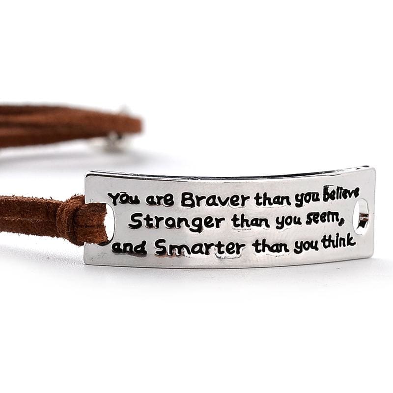 Inspirational Quotes Leather Bracelet - Strand Bracelets