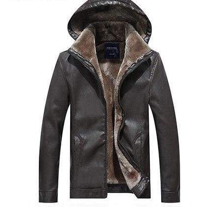 Leather Jackets Fur Hooded - Grey / L - Faux Leather Coats