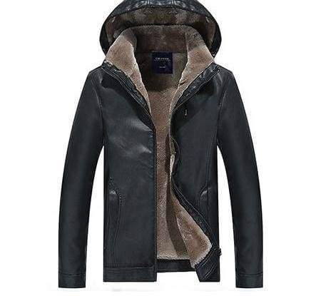 Leather Jackets Fur Hooded - Black / L - Faux Leather Coats