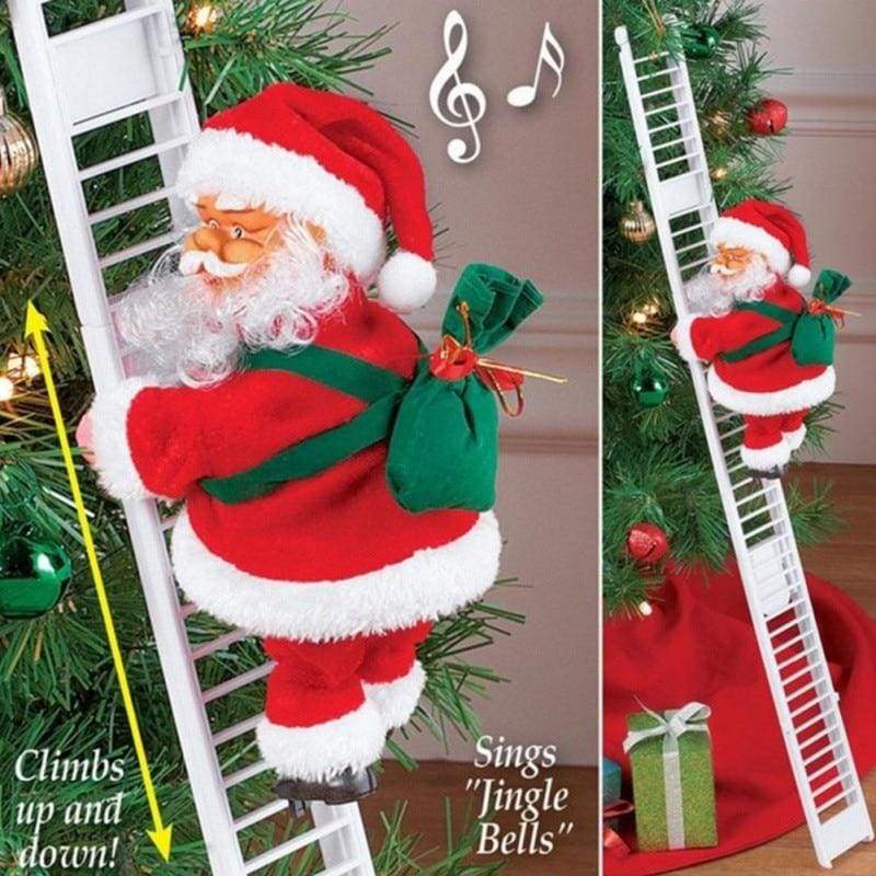 Lovely Musical Christmas Santa Claus , Electric Climb Ladder Hanging Decoration Christmas Tree Ornaments Funny New Year Kids Gifts