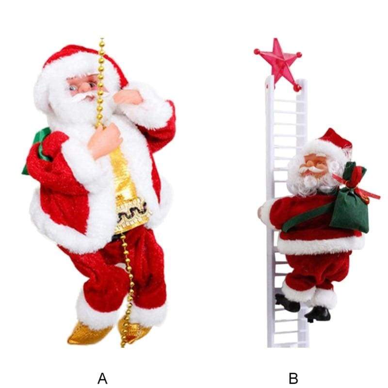 Lovely Musical Christmas Santa Claus , Electric Climb Ladder Hanging Decoration Christmas Tree Ornaments Funny New Year Kids Gifts