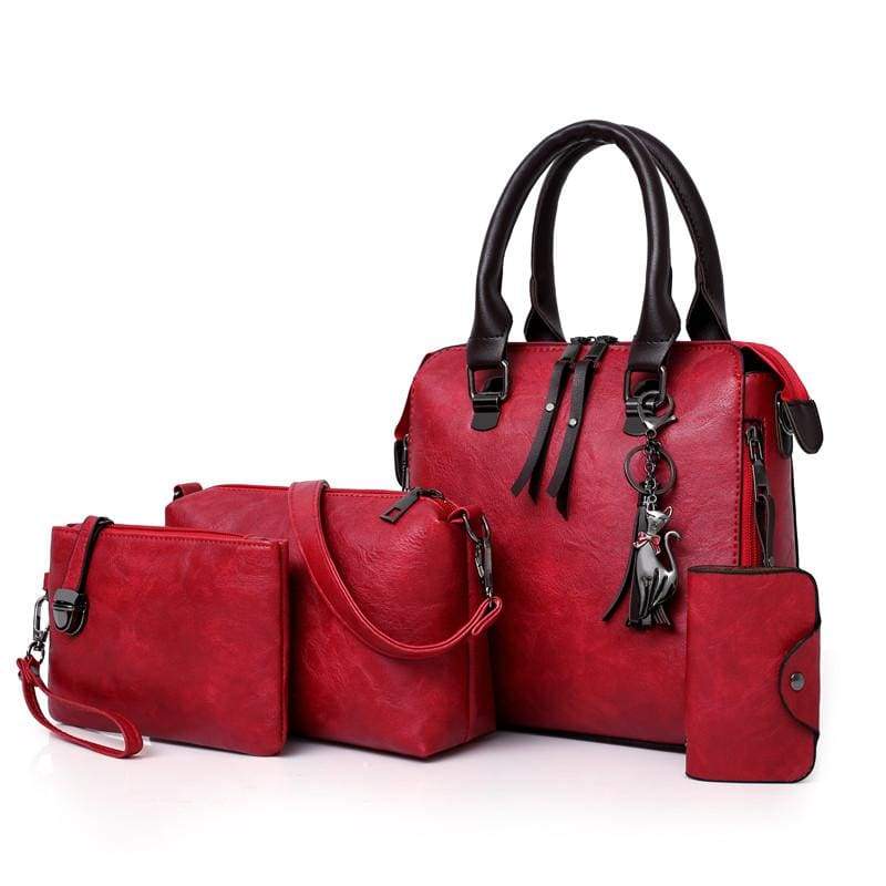 Luxury Leather Bag Set - Red / L25cmH23cmW12cm - Top-Handle Bags