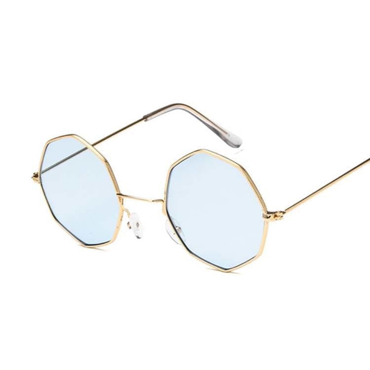 Luxury Octagon Sunglasses - Gold Blue - Sunglasses