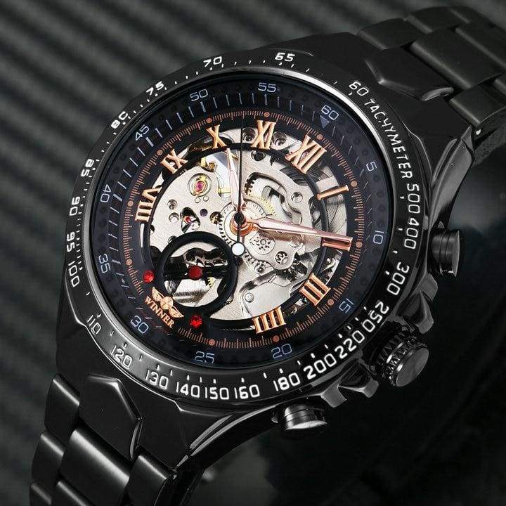 Luxury Retro Design Mechanical Watches - BLACK BLACK RG - Mechanical Watches