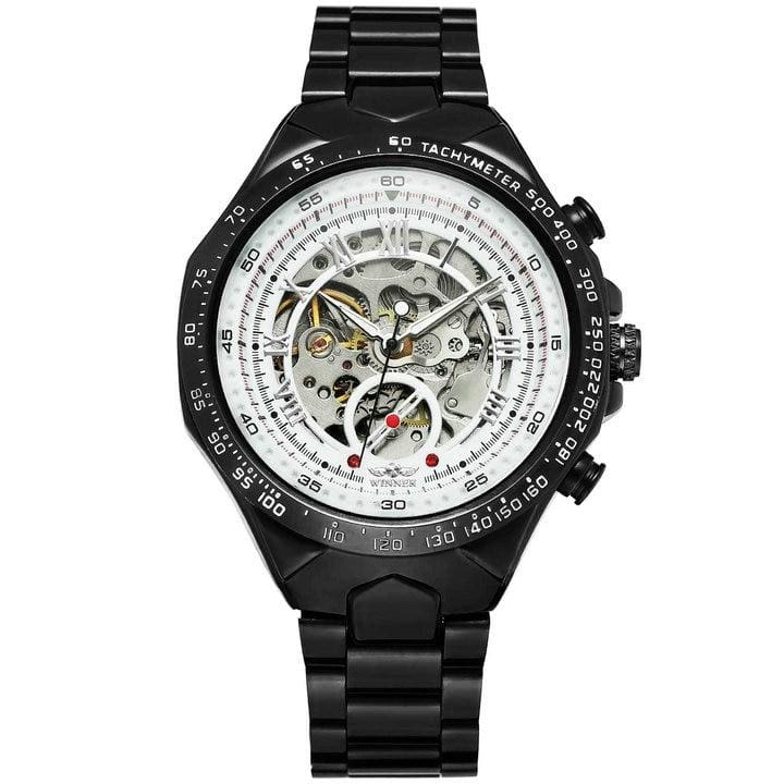 Luxury Retro Design Mechanical Watches - BLACK WHITE SILVER - Mechanical Watches